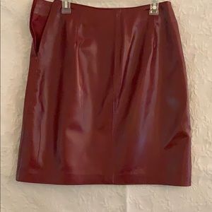 Red leather skirt